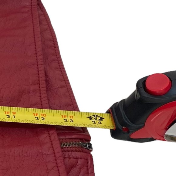 Jou Jou Faux Leather Burgundy Lined Zipper Front Closure - Picture 6 of 13